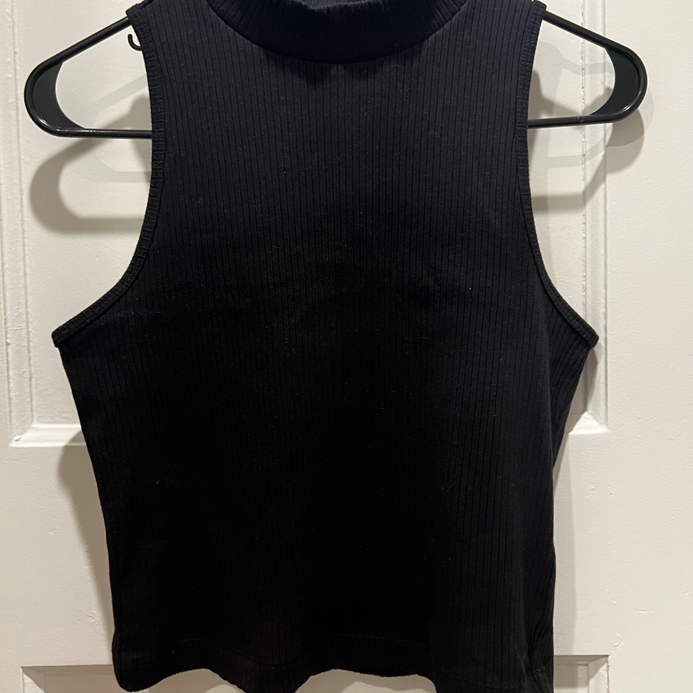 Old Navy Black Ribbed Mock Neck Tank